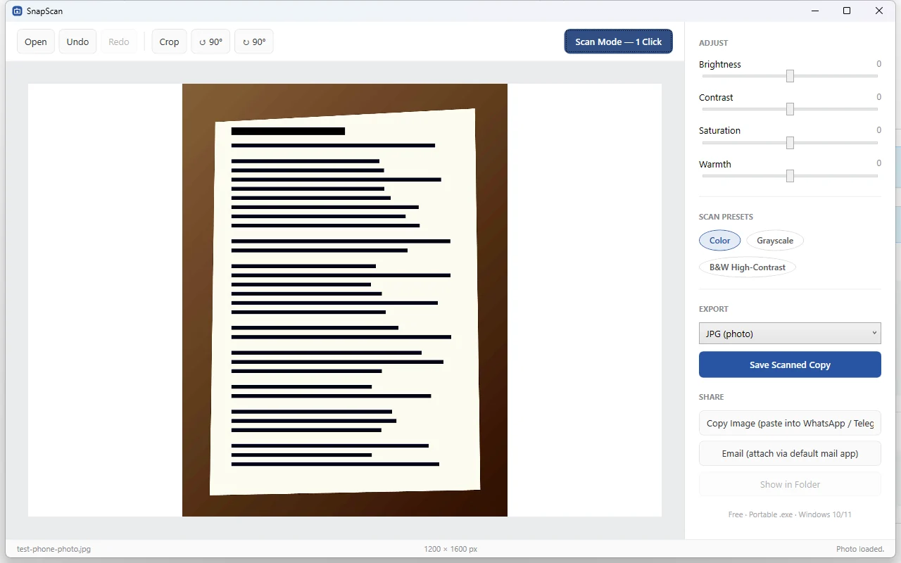 SnapScan screenshot